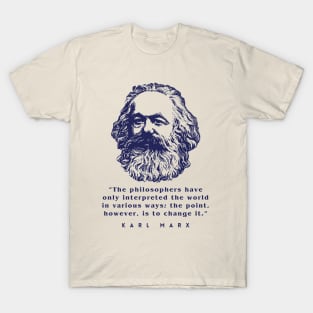 Karl Marx portrait and quote: The philosophers have only interpreted the world in various ways; the point, however, is to change it. T-Shirt